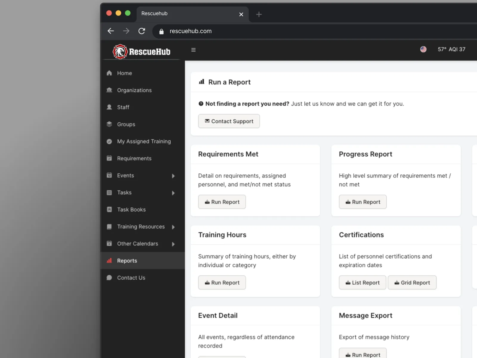 Compliance grid showing requirement fulfillment